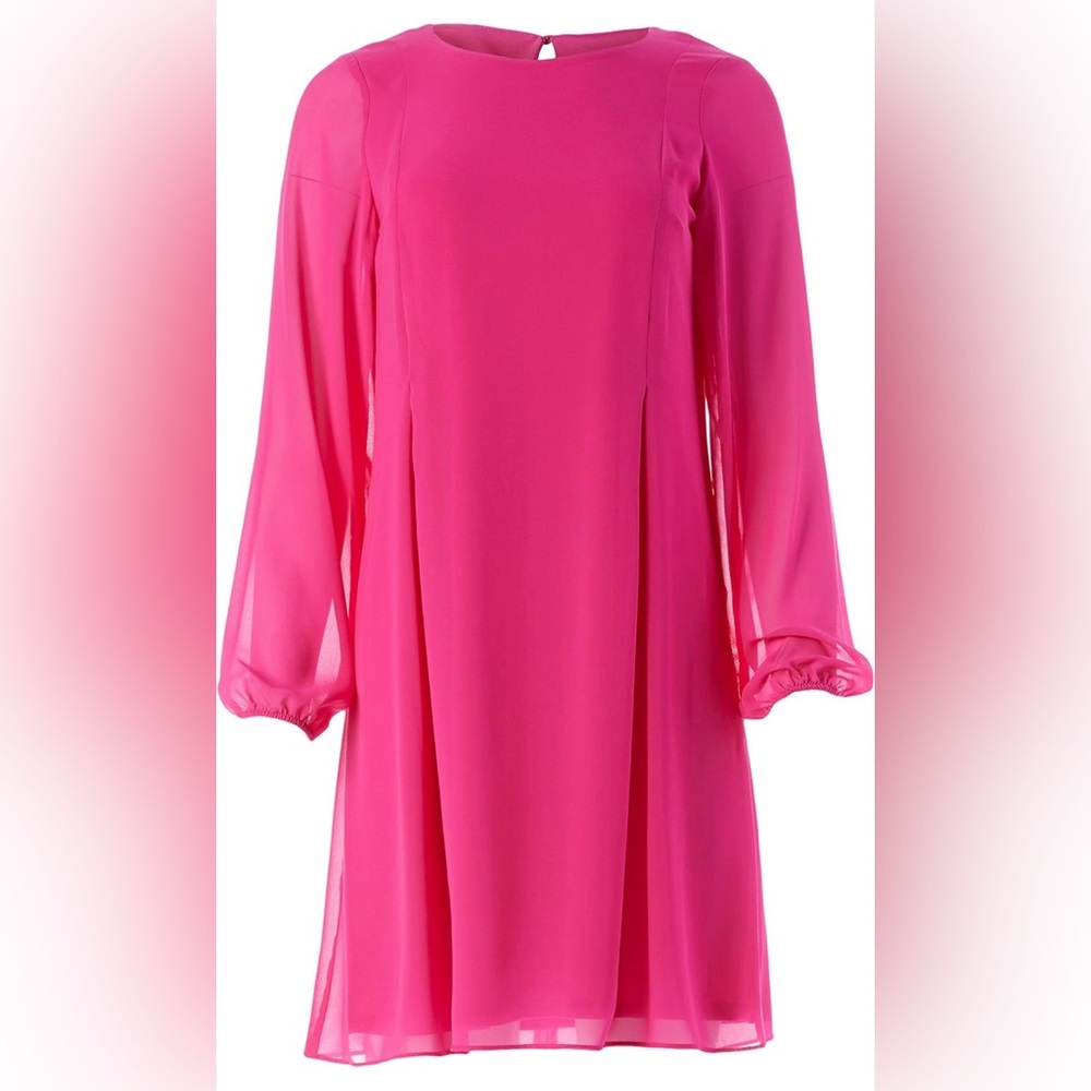 Nine West Hot Pink Chiffon Dress with Keyhole Back